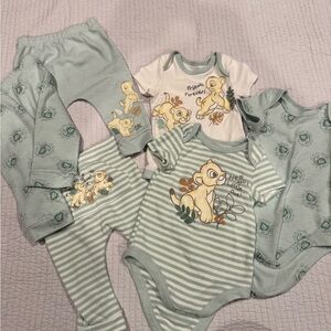 Disney Baby Lion King Bodysuit Set - Mint Green and White